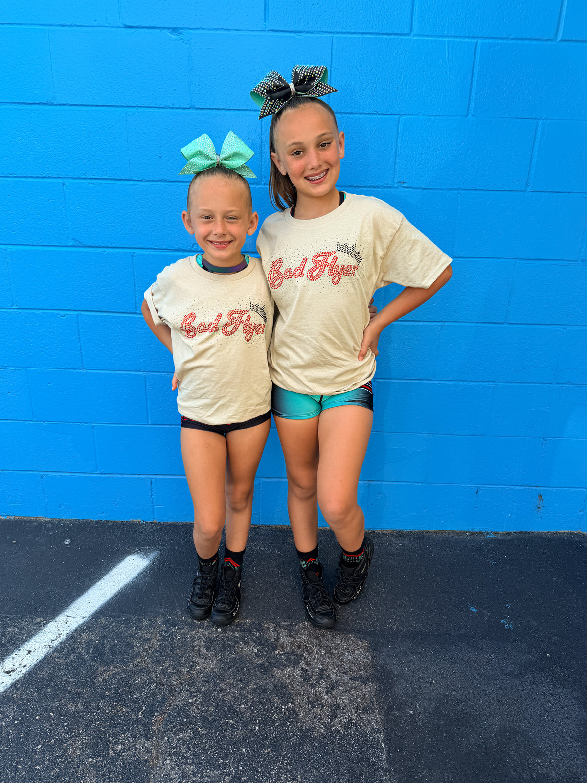 BadFlyer Khaki Bling tee cheer apparel