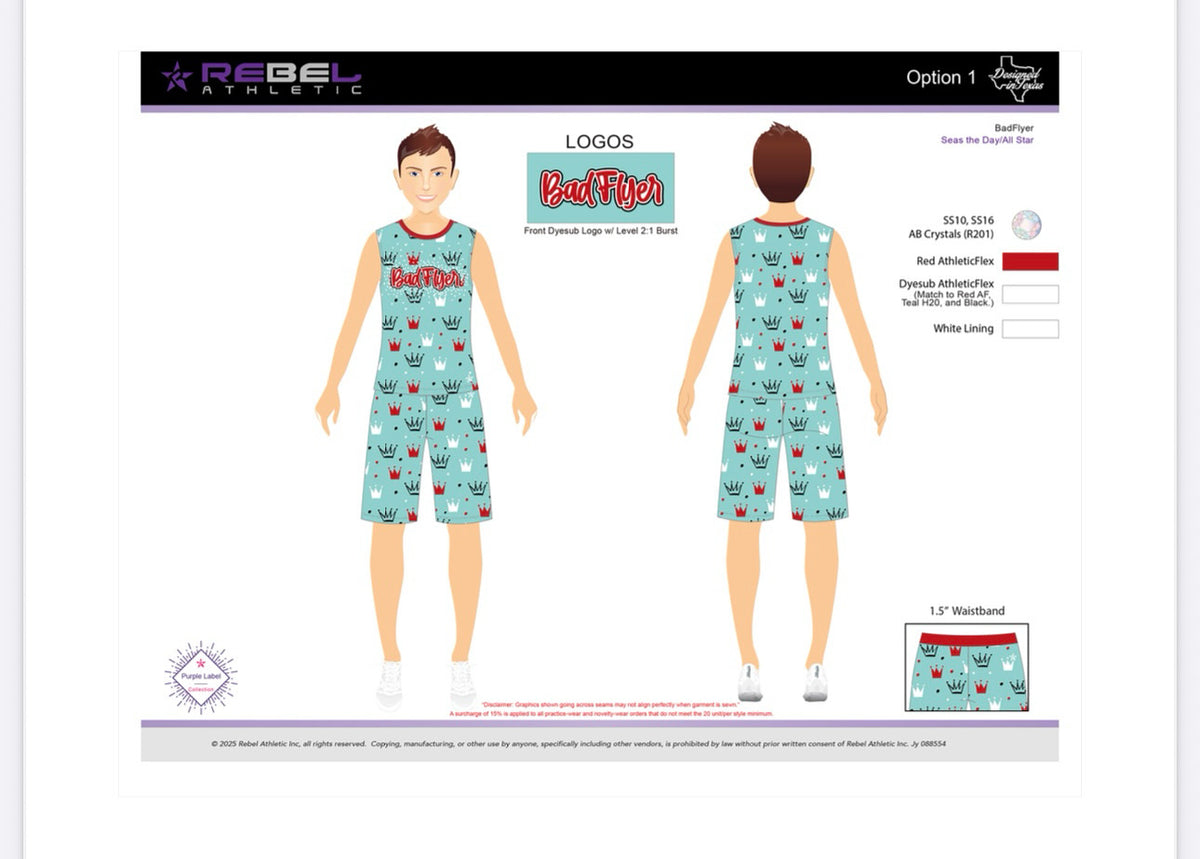 BadFlyer x Rebel La Corona Boys Set cheer practicewear