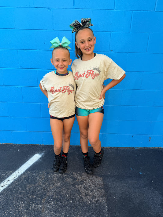 BadFlyer Khaki Bling tee cheer apparel
