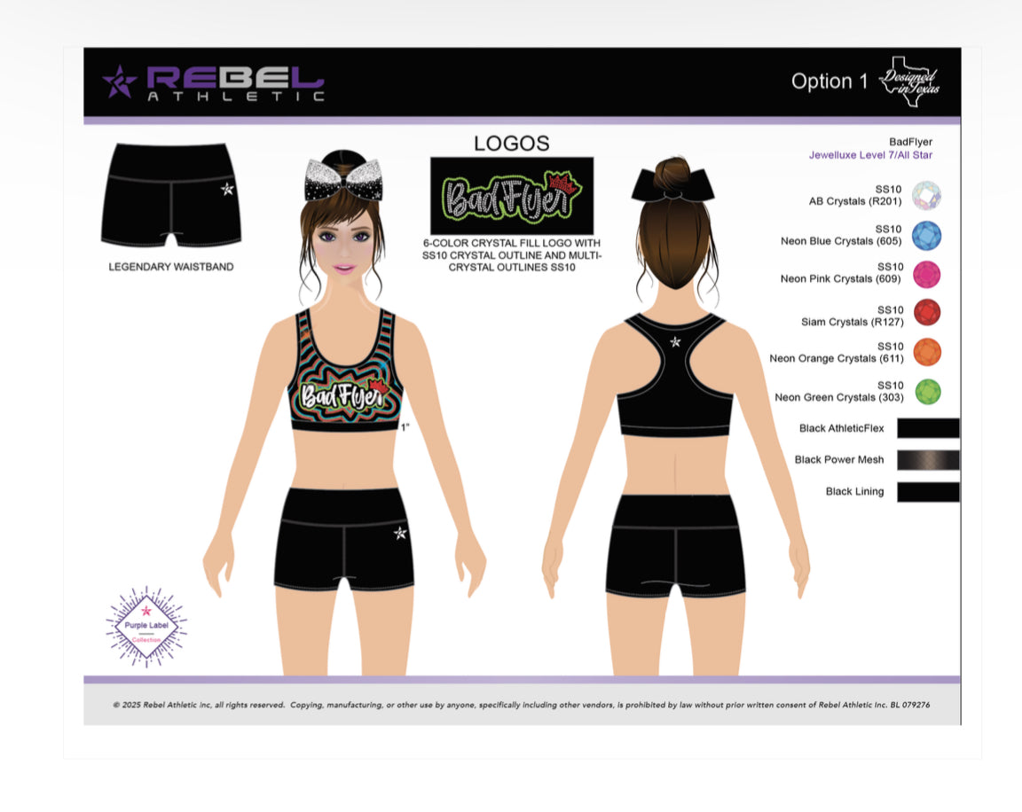 BadFlyer x Rebel JewelLuxe Cosmic Wave practicewear detail