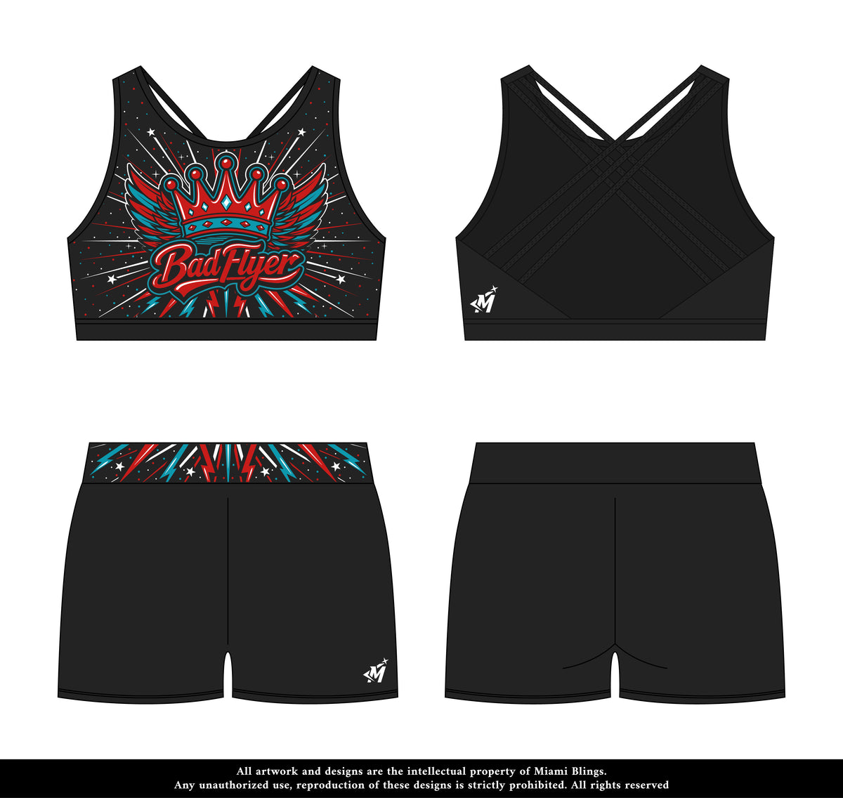 BadFlyer x Miami Bling V2 cheer apparel detail