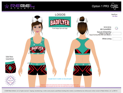 BadFlyer x Rebel Venom cheer practicewear
