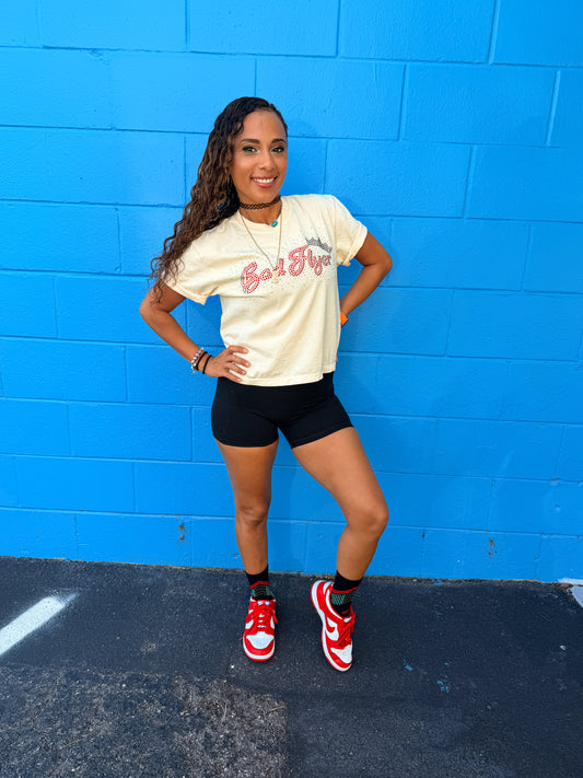 BadFlyer Khaki Bling boxy T-shirt cheer apparel