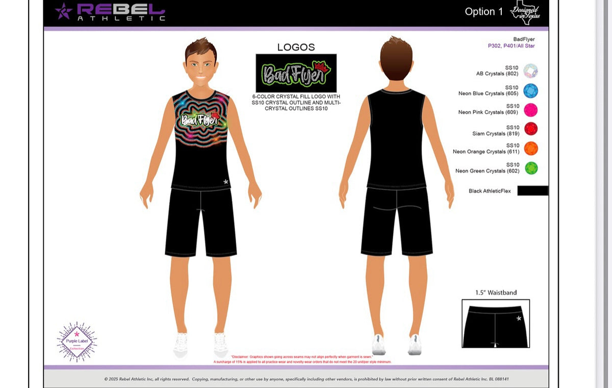 BadFlyer x Rebel JewelLuxe Cosmic Wave Tank cheer apparel